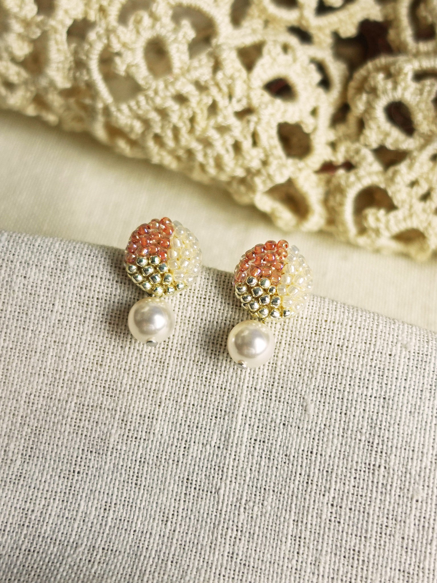 Mariota Trio Earrings in Strawberry Red Front 2