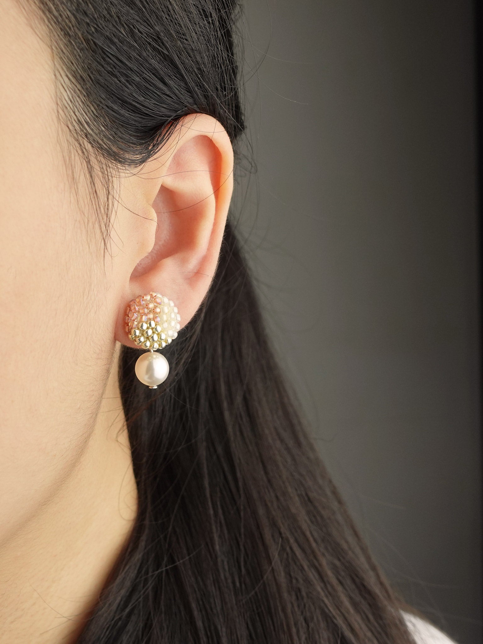 Mariota Trio Earrings in Strawberry Red Model