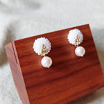 Mariota Two Ninths Earrings in White Display Front