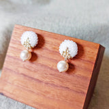 Mariota Two Ninths Earrings in White Display Side