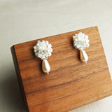 Marshmallow Ariel Teardrop Mariota Earrings Display Left