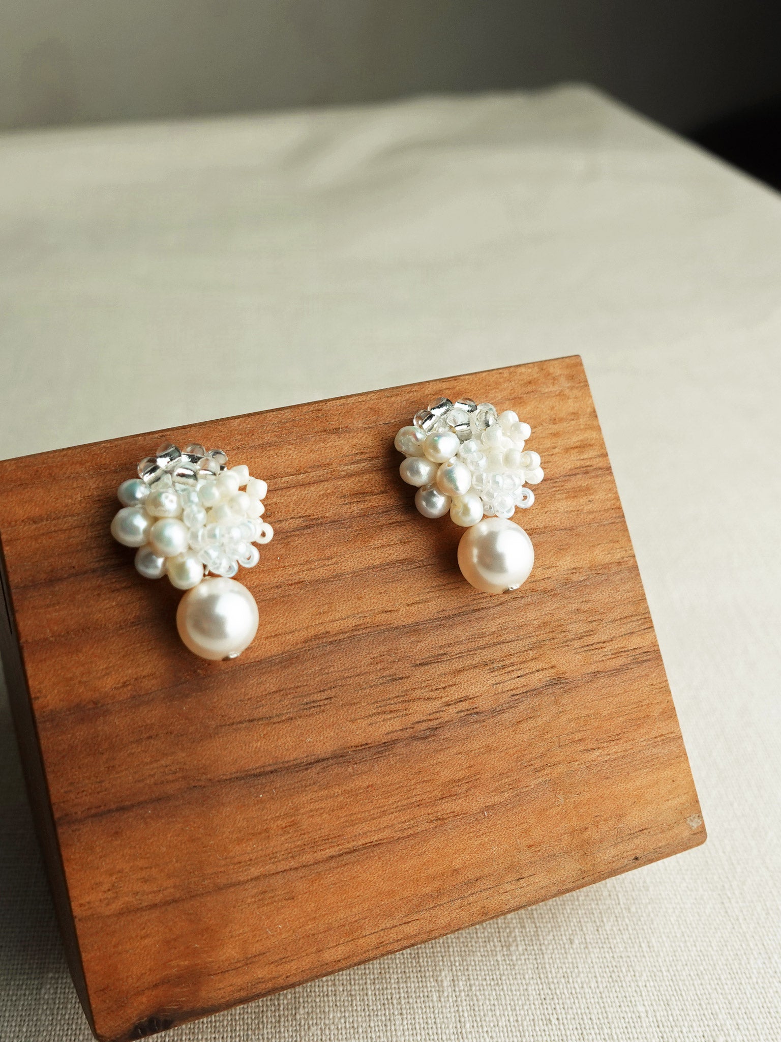 Marshmallow Mariota Drop Earrings Display Right