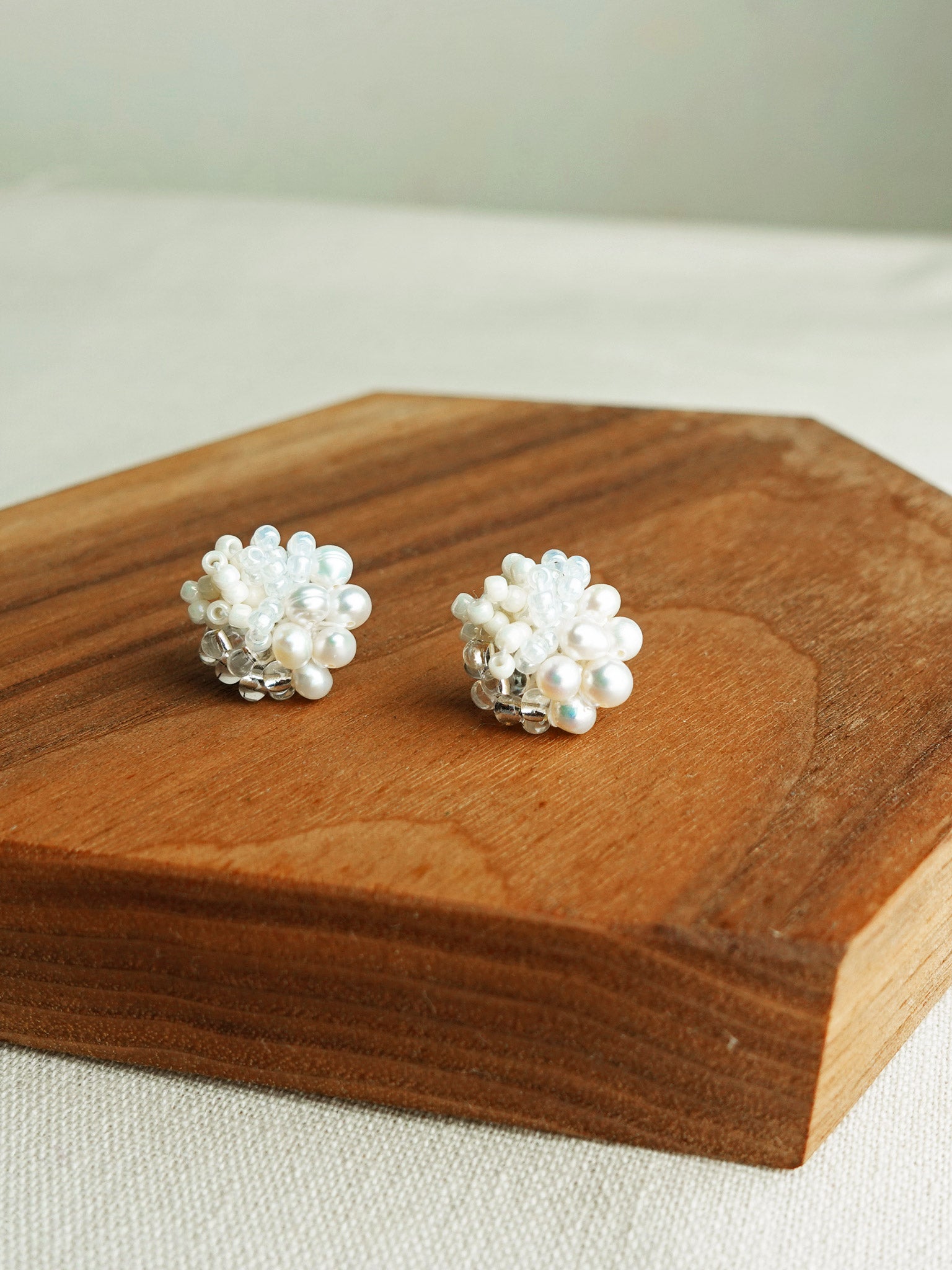 Marshmallow Stud Earrings Display Right