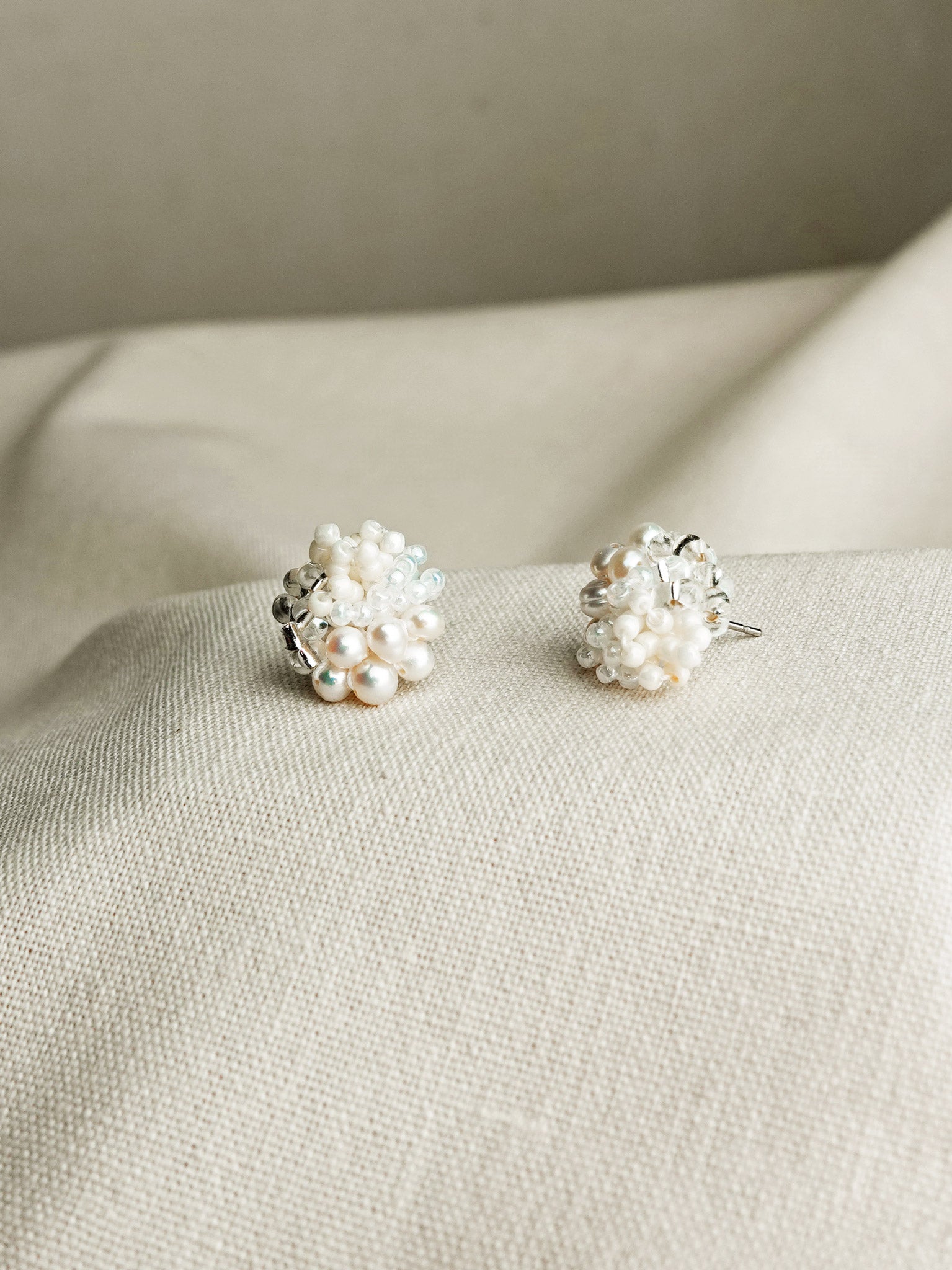 Marshmallow Stud Earrings Front