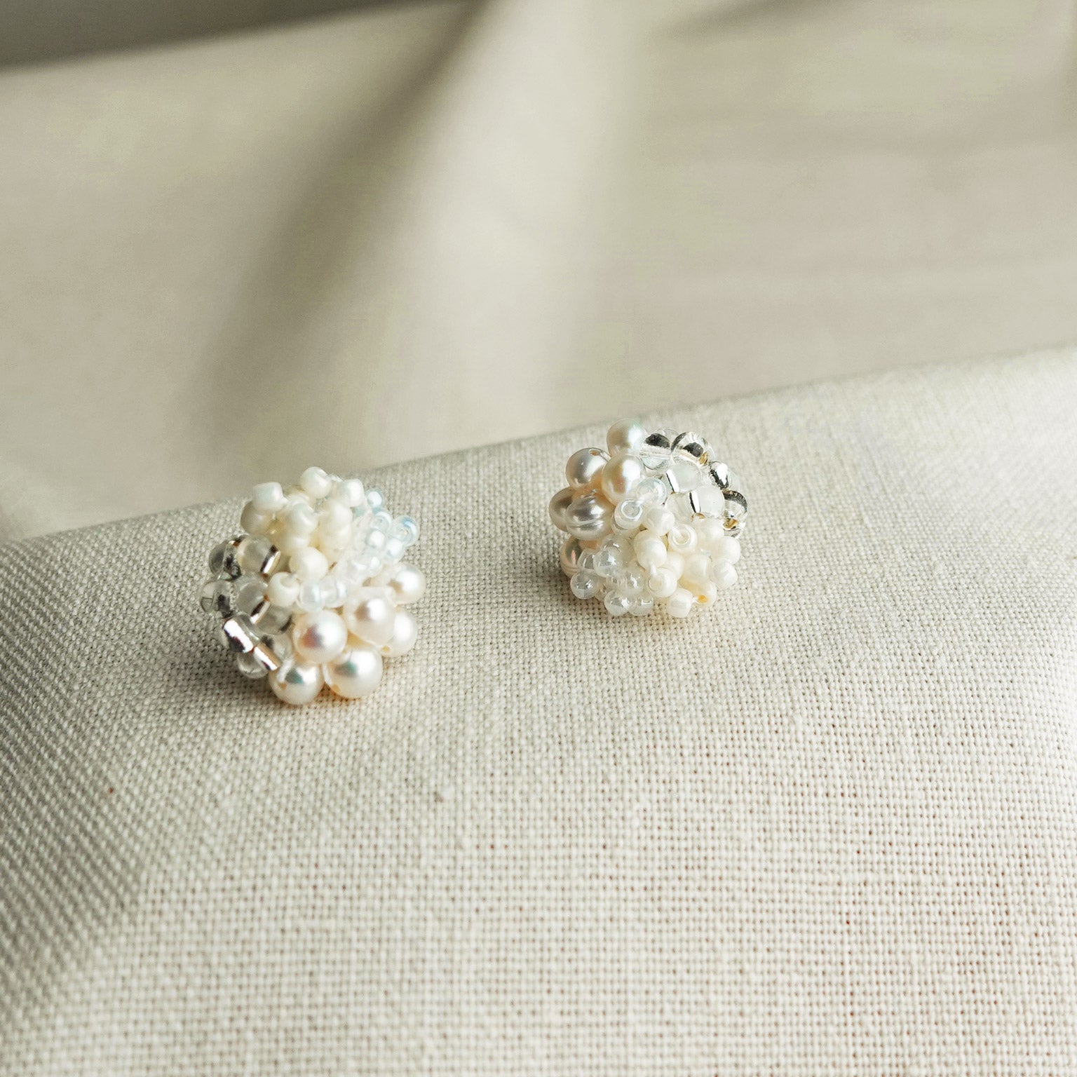 Marshmallow Stud Earrings Left