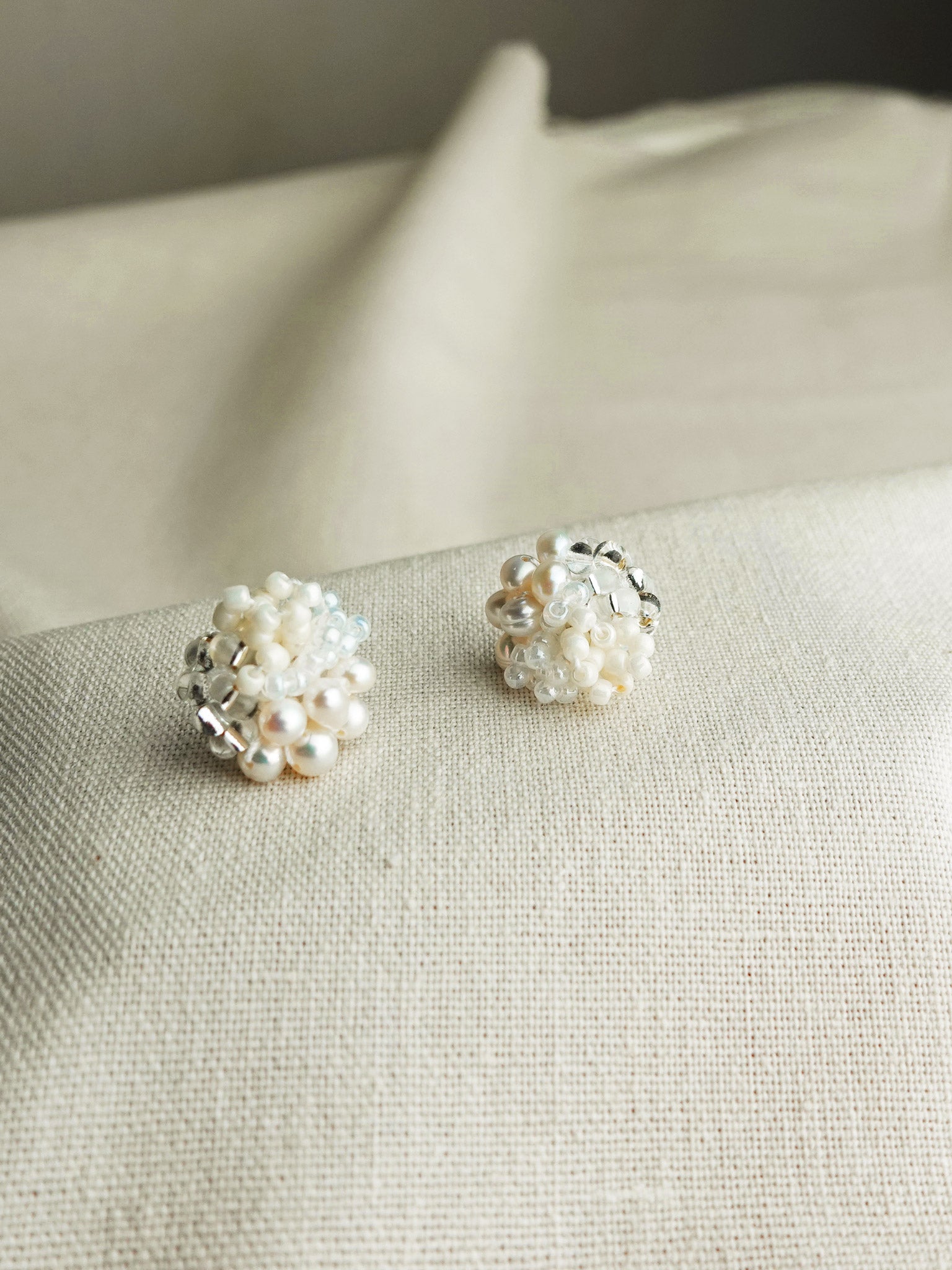 Marshmallow Stud Earrings Left