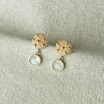 Moonstone Blush Pink Petite Drop Earrings I Front