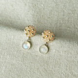 Moonstone Blush Pink Petite Drop Earrings I Front