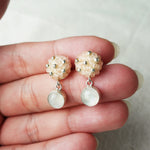 Moonstone Blush Pink Petite Drop Earrings I Model