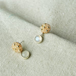 Moonstone Blush Pink Petite Drop Earrings I Side