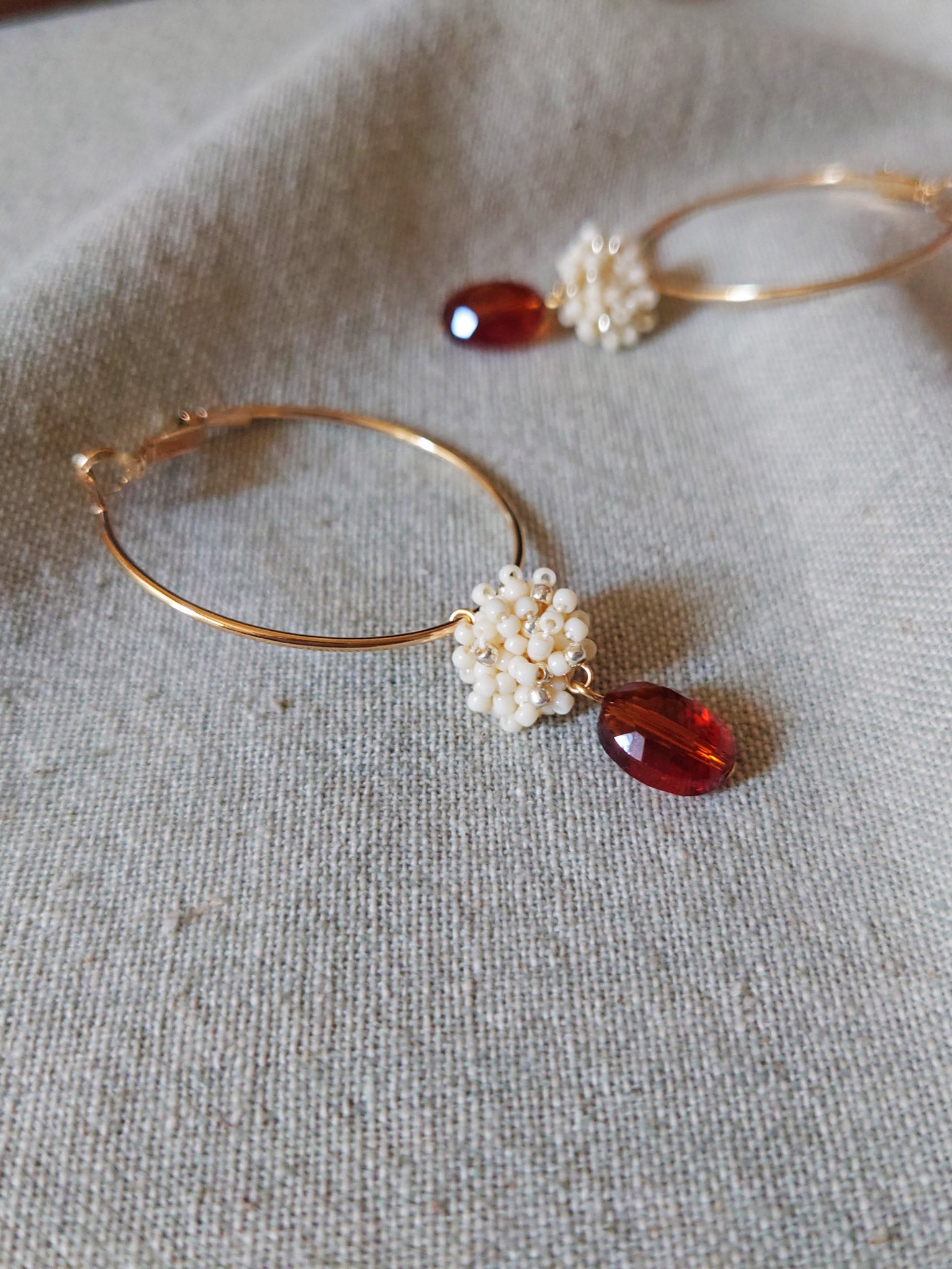Penelope Ariel Hoop Earrings in Milk White Front