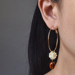 Penelope Ariel Hoop Earrings in Milk White Model