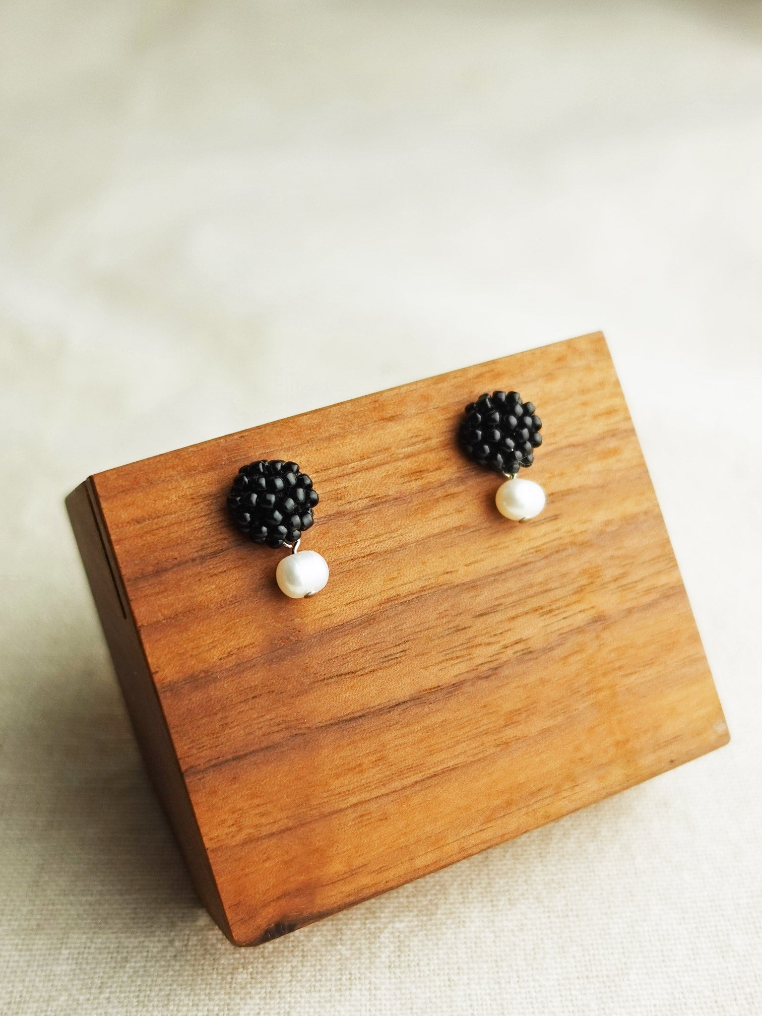 Phoebe Earrings in Black Display Left