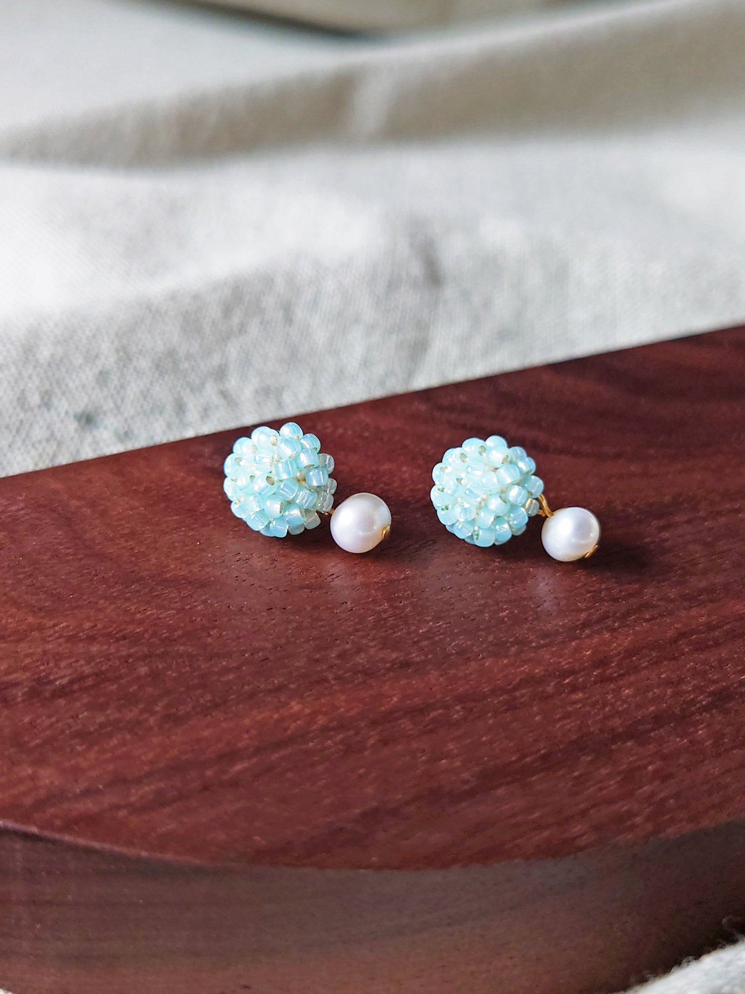 Phoebe Earrings in Blue Display Side