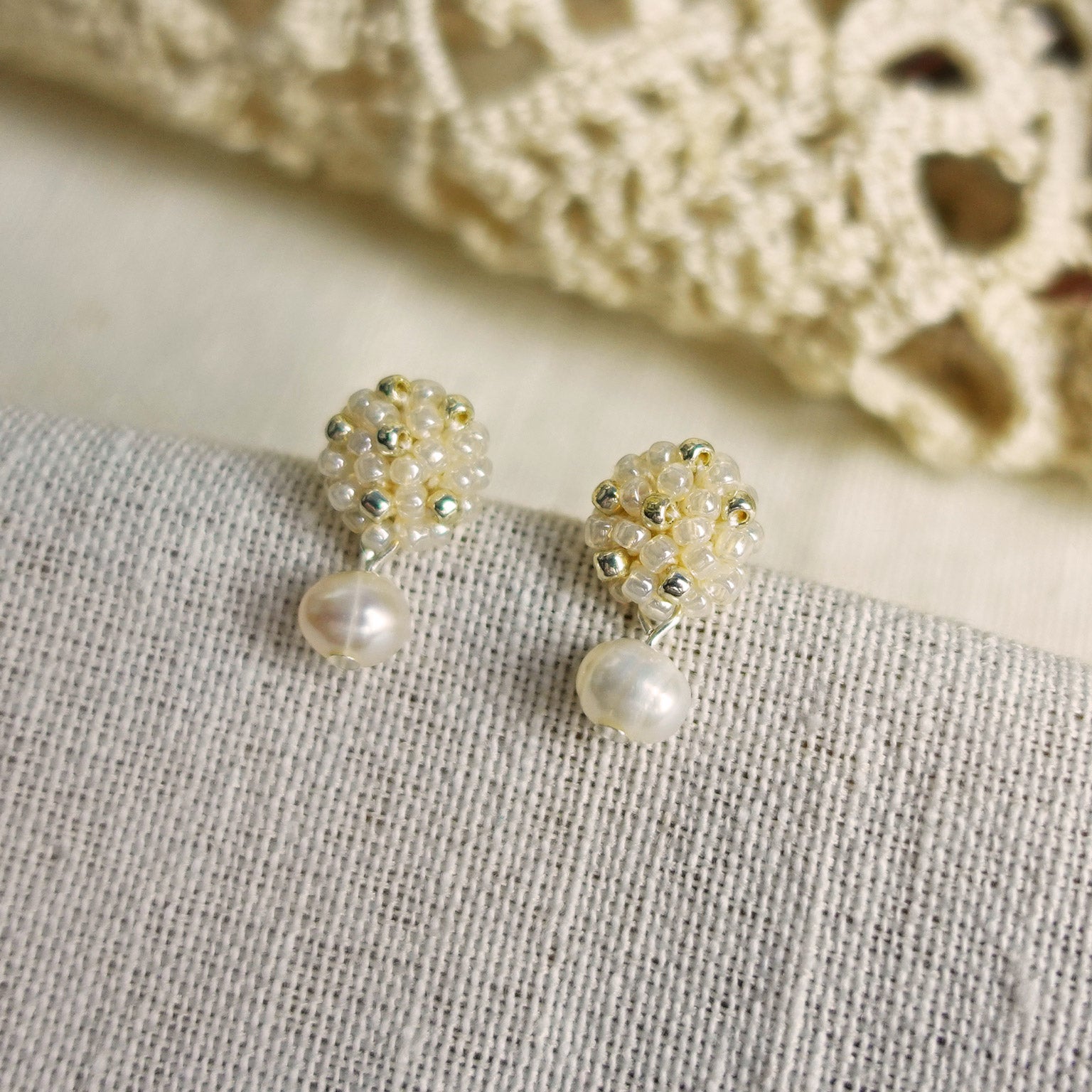 Phoebe Star Dust Earrings in Ivory Right