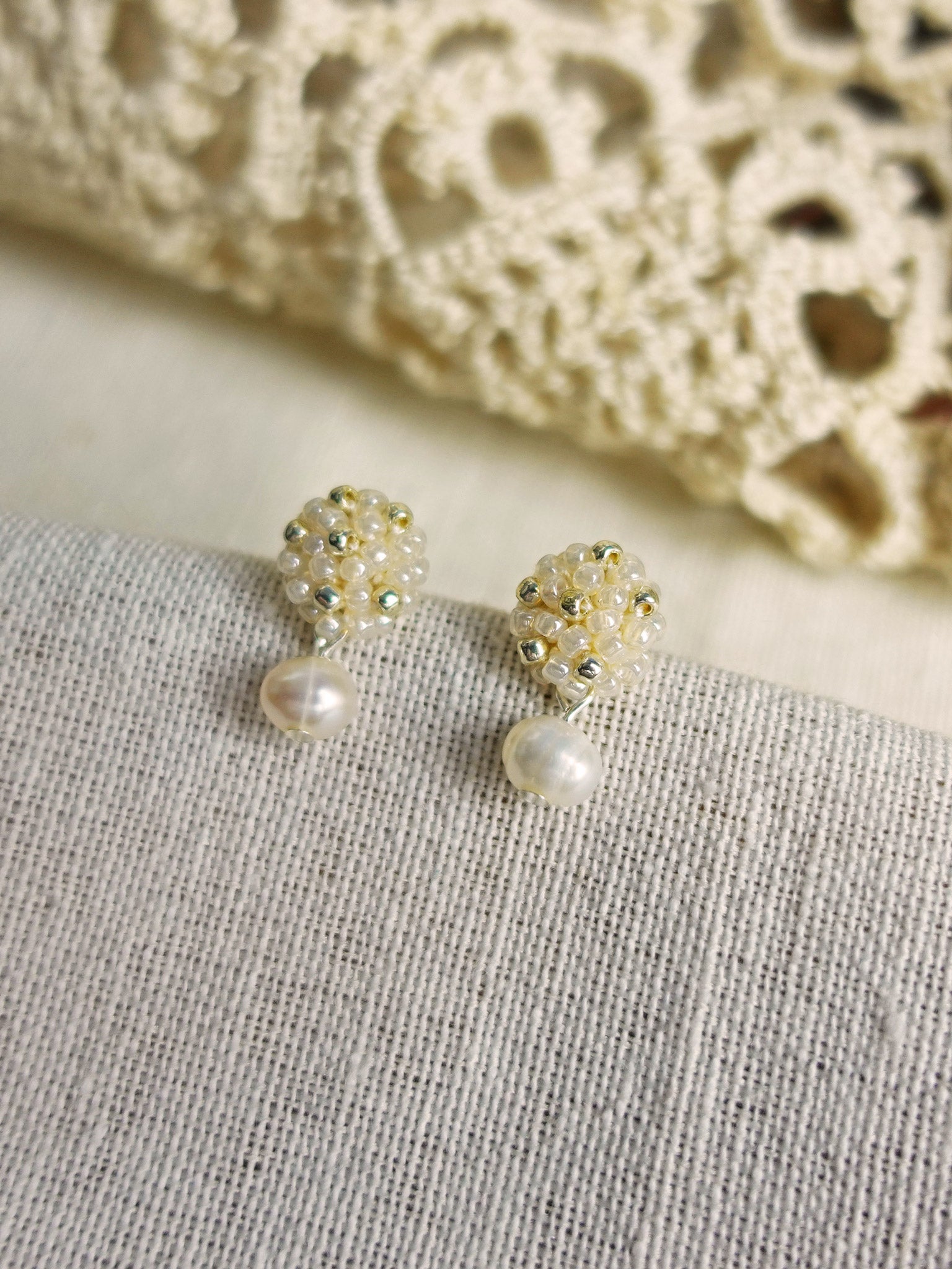 Phoebe Star Dust Earrings in Ivory Right