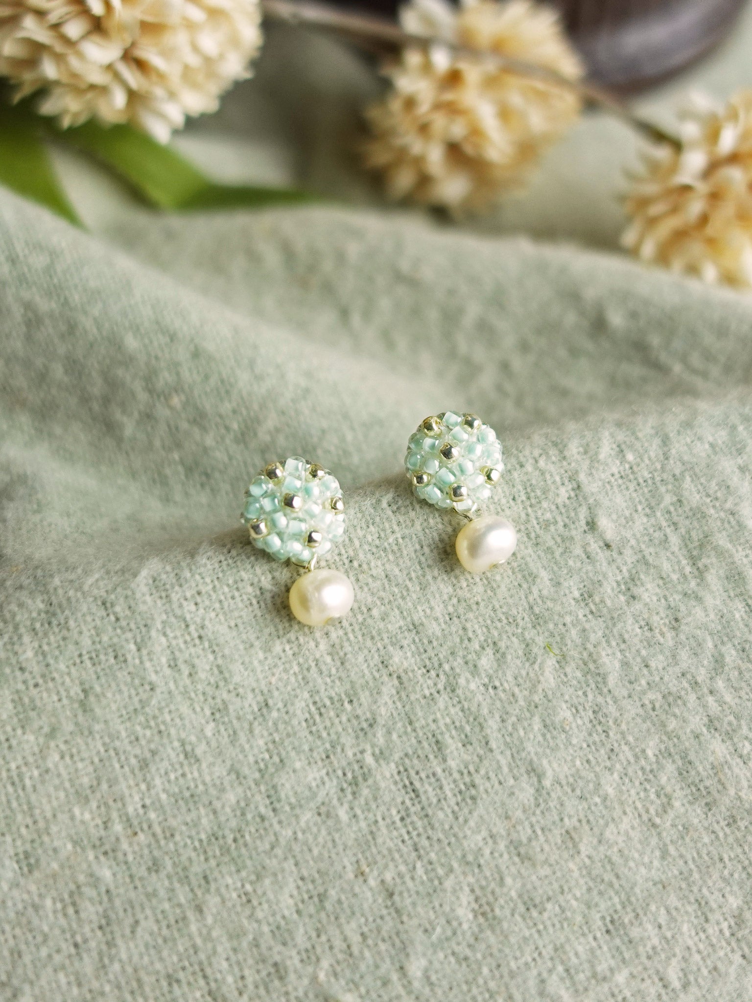 Phoebe Star Dust Earrings in Mint Green Front