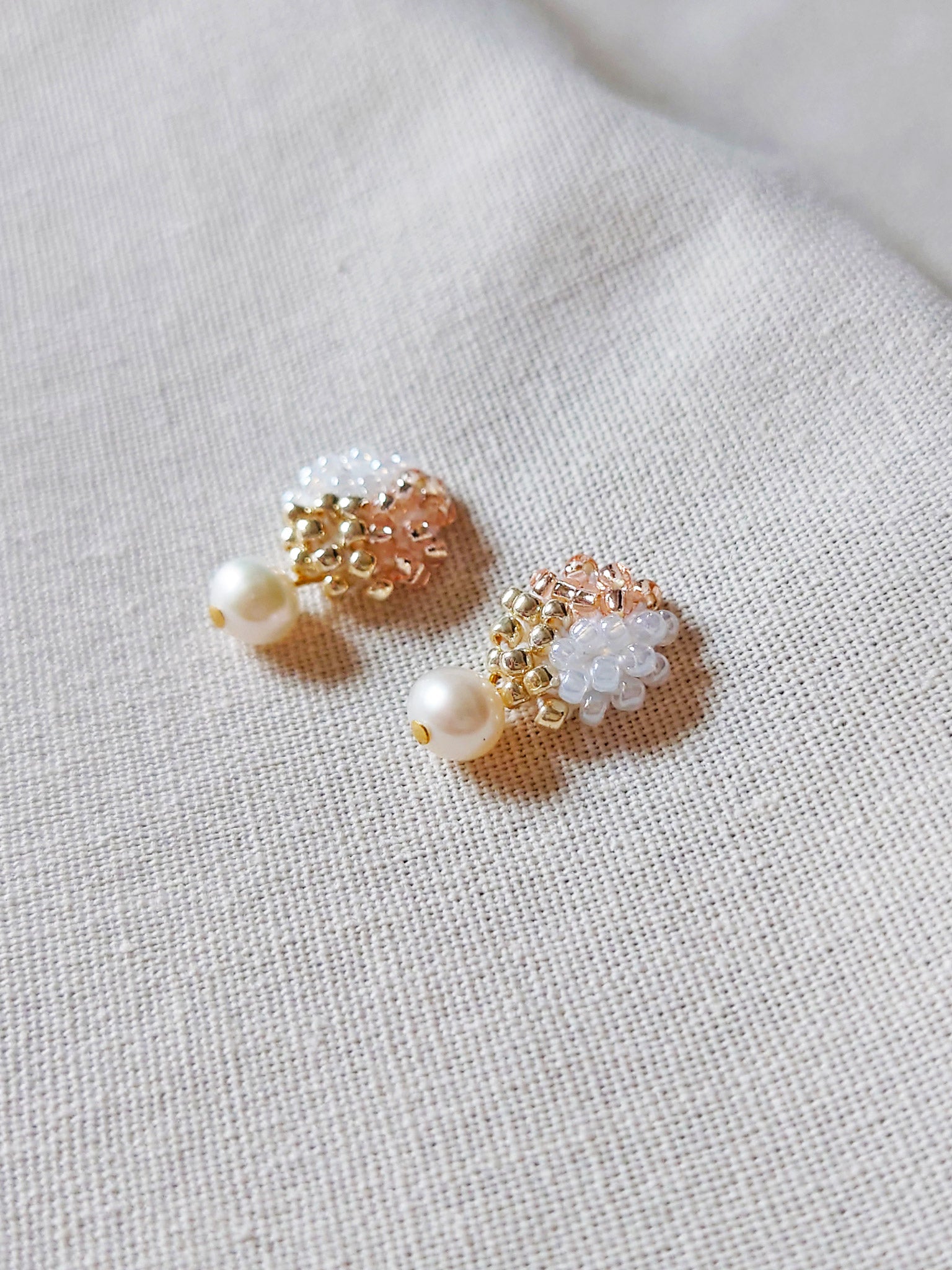 Phoebe Trio Earrings in Champagne Pink Side
