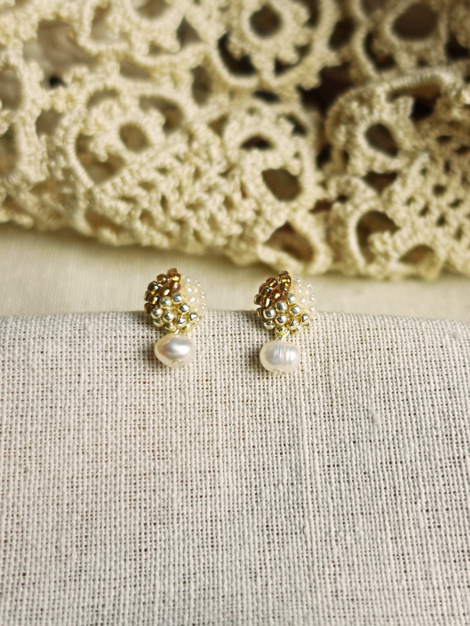 Phoebe Trio Earrings in Caramel Brown Front