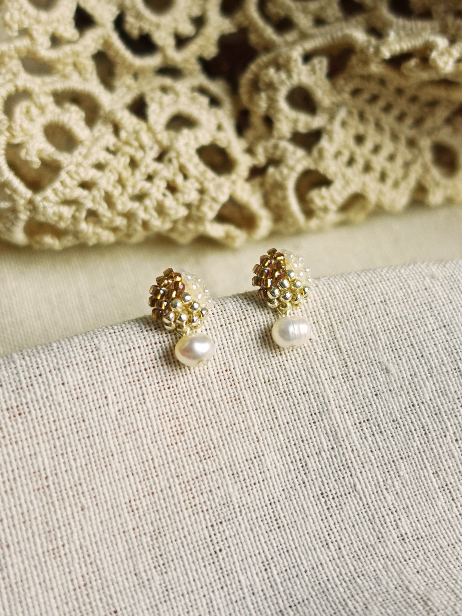 Phoebe Trio Earrings in Caramel Brown Side