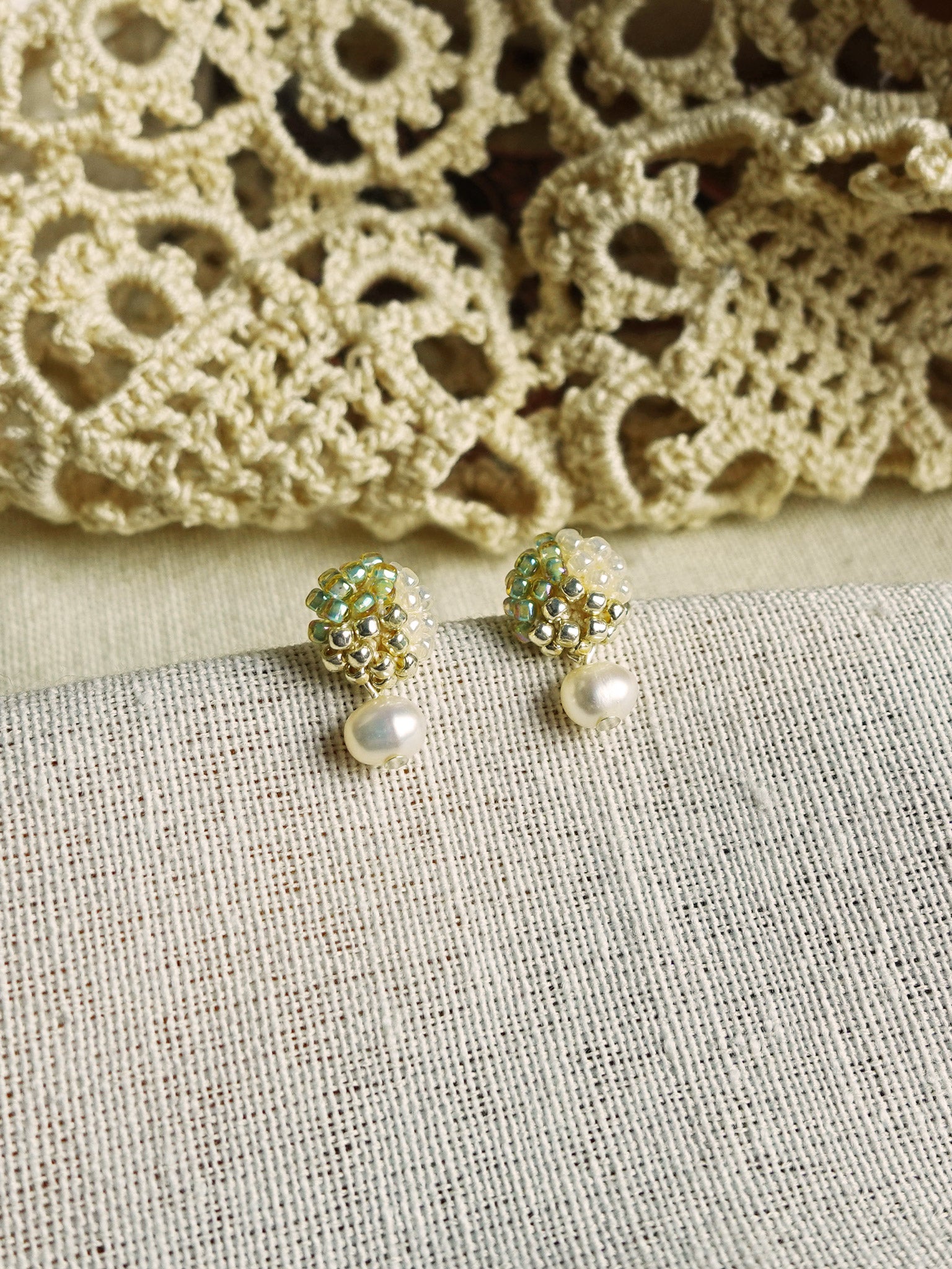 Phoebe Trio Earrings in Lime Green Left