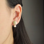 Phoebe Trio Earrings in Lime Green Model