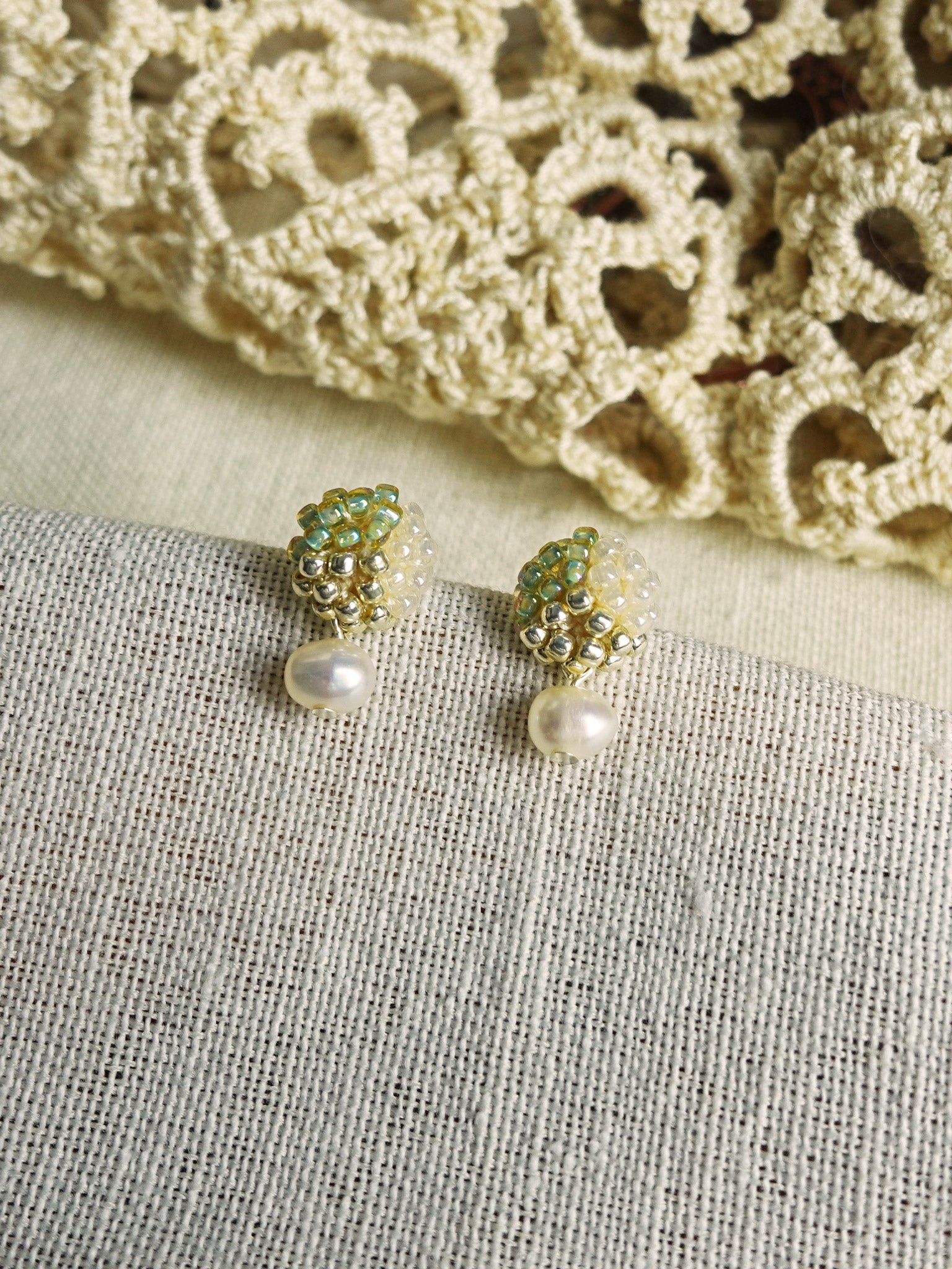 Phoebe Trio Earrings in Lime Green Right