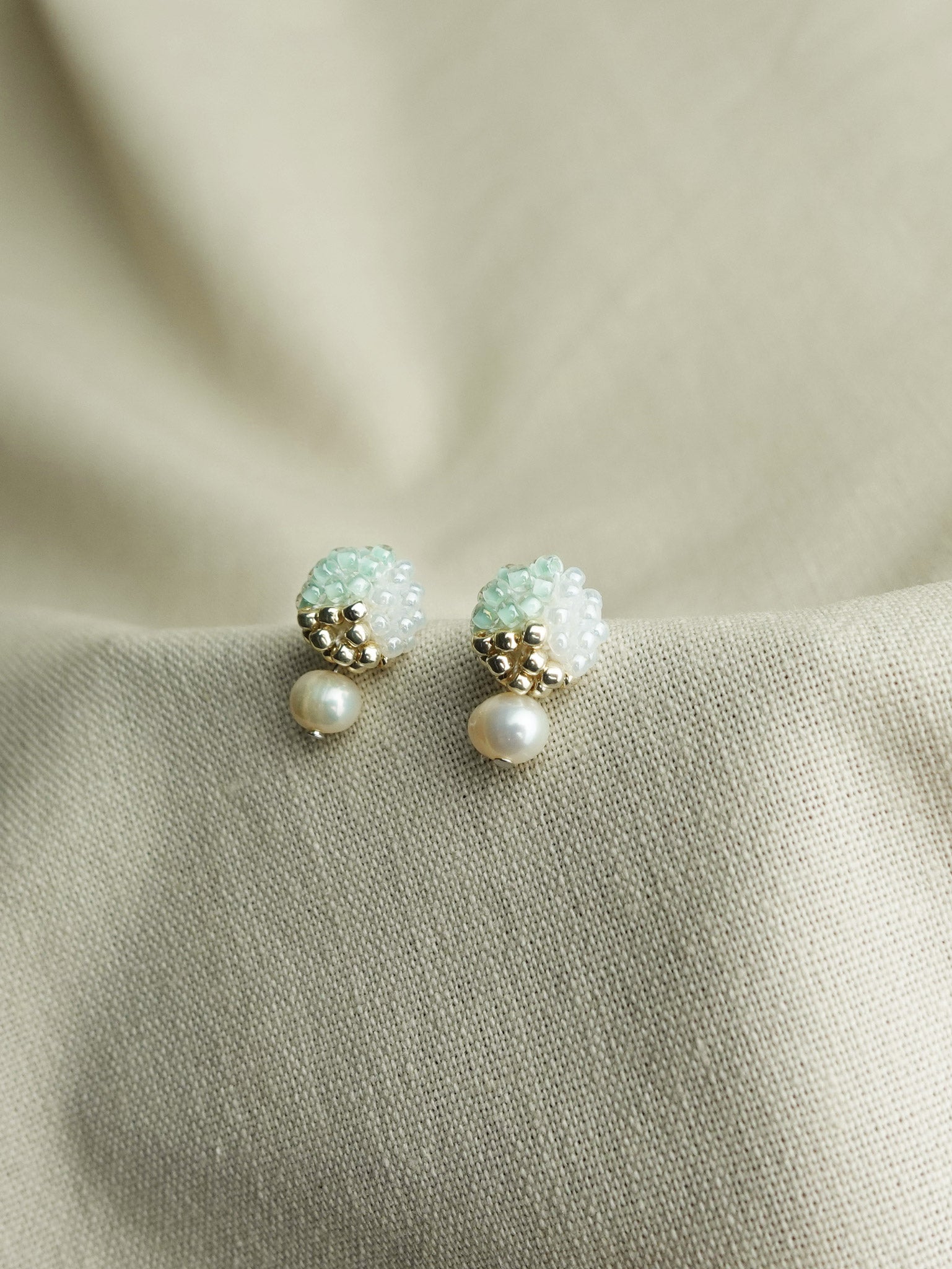 Phoebe Trio Earrings in Mint Green Right