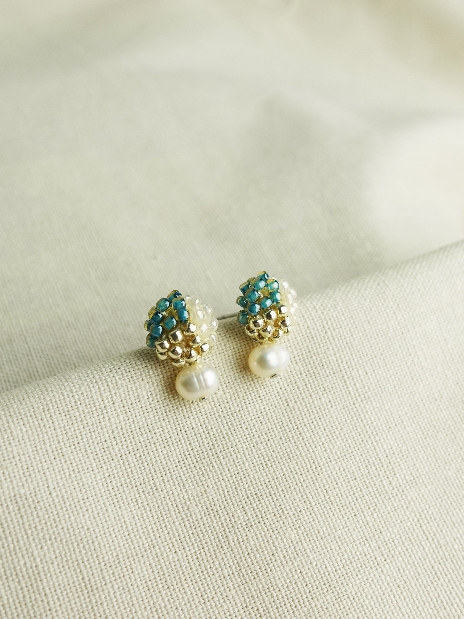 Phoebe Trio Earrings in Ocean Green Left