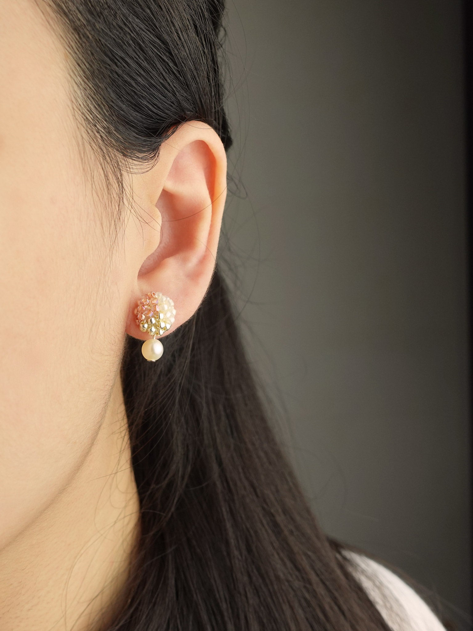 Phoebe Trio Earrings in Strawberry Red Model