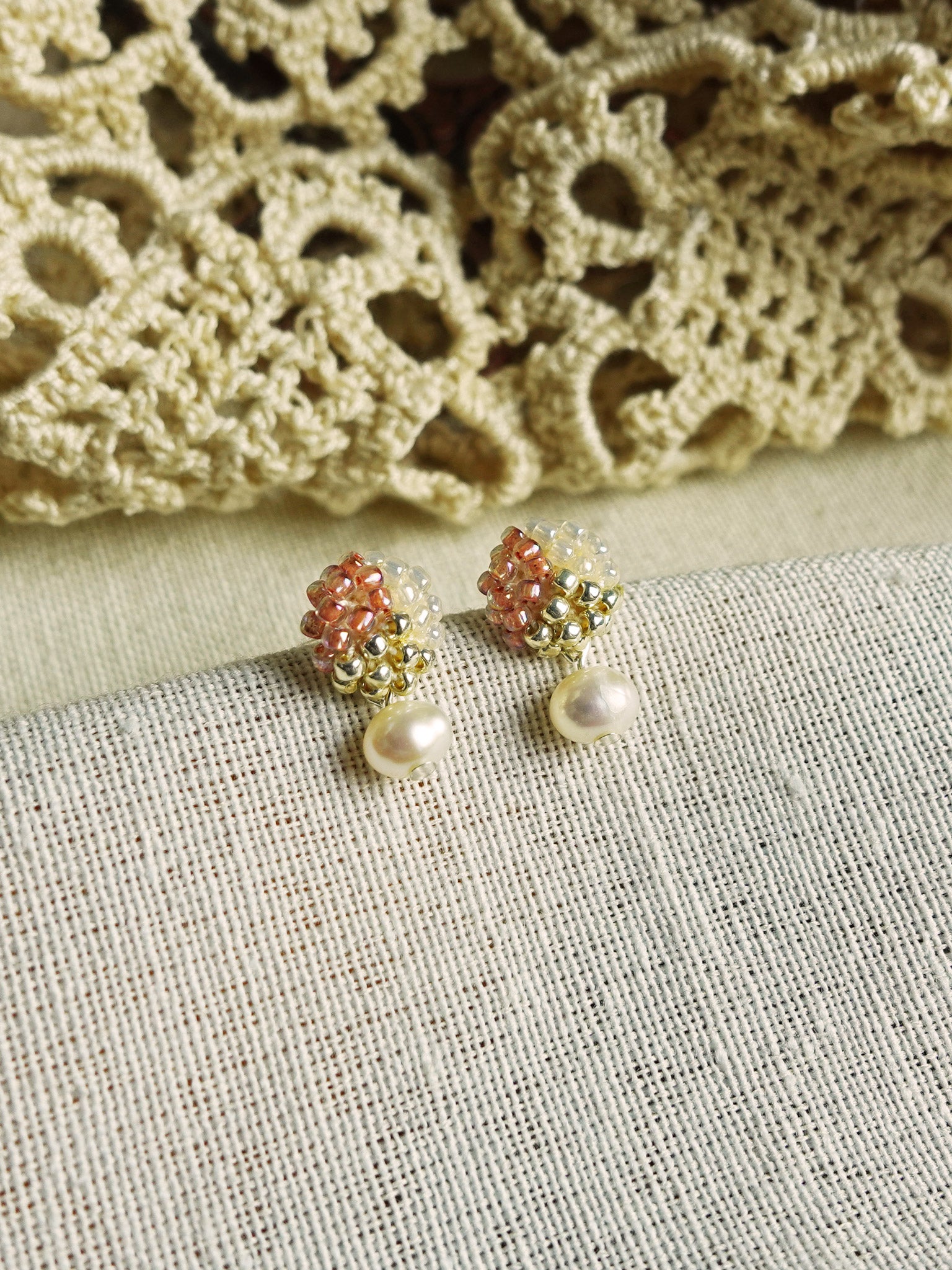Phoebe Trio Earrings in Strawberry Red Side