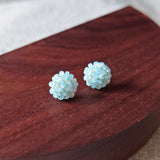 Prelude Petite Stud Earrings in Blue Display Front 2