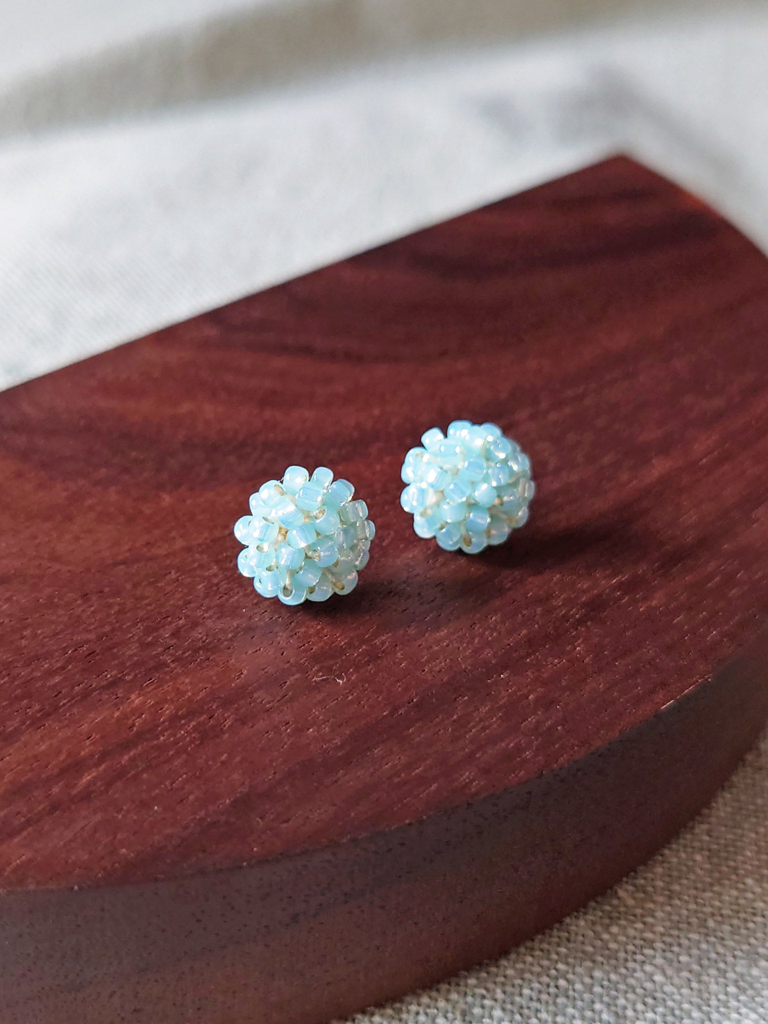 Prelude Petite Stud Earrings in Blue Display Front 2