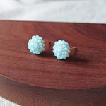 Prelude Petite Stud Earrings in Blue Display Front