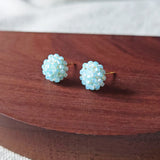 Prelude Petite Stud Earrings in Blue Display Front