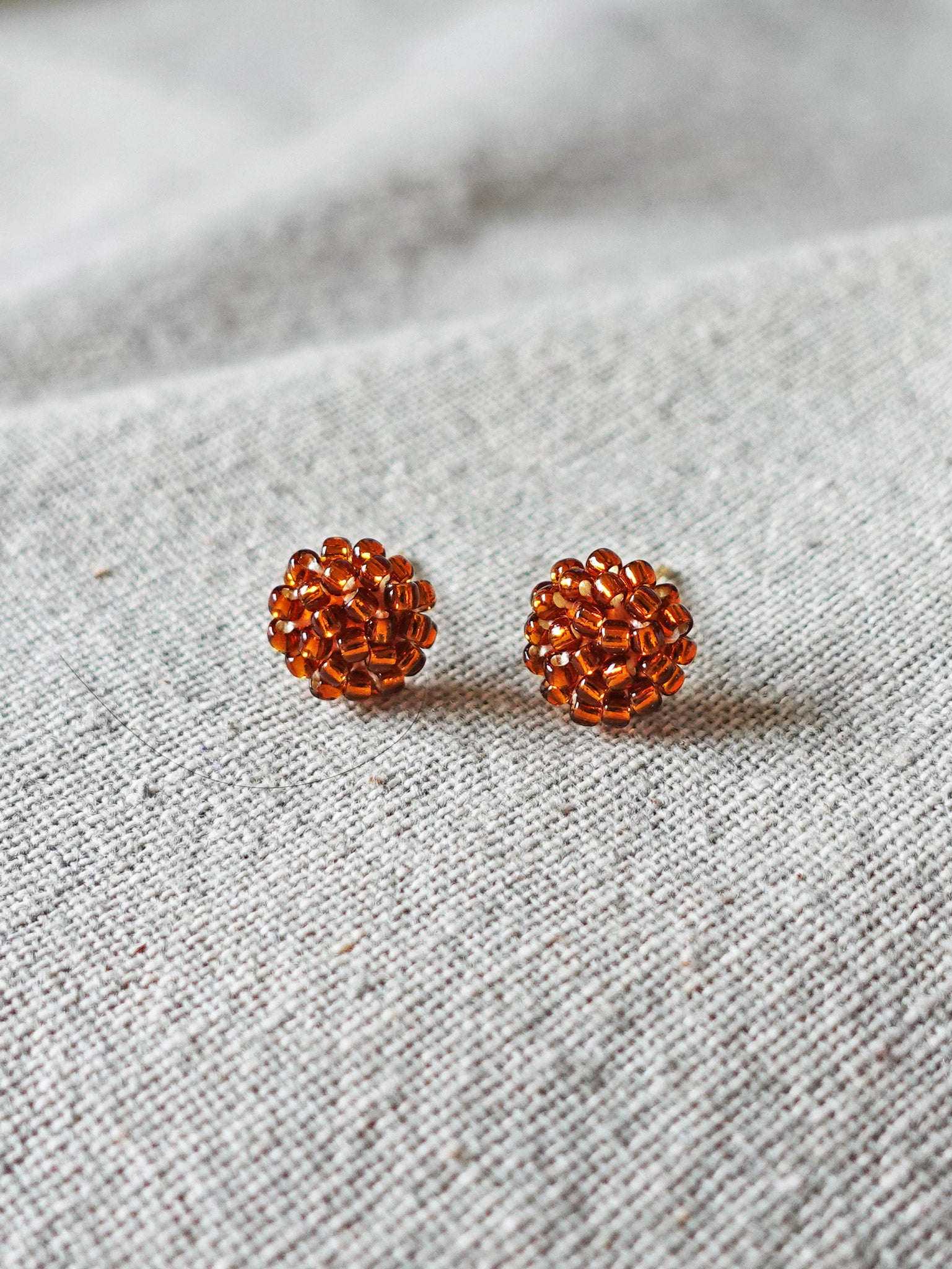 Prelude Petite Stud Earrings in Dark Amber Front