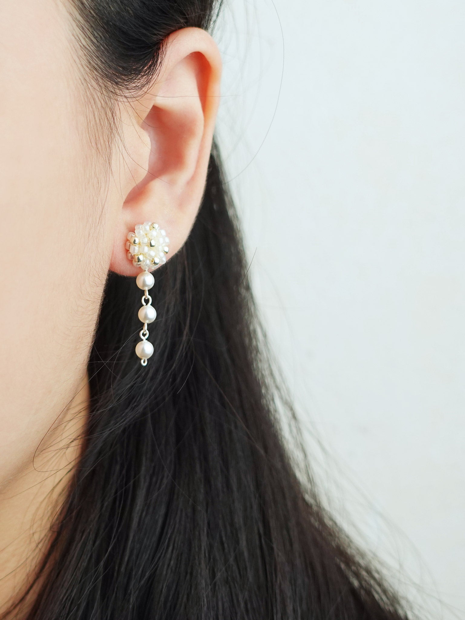 Raindrops on the Window Earrings in Ivory Model