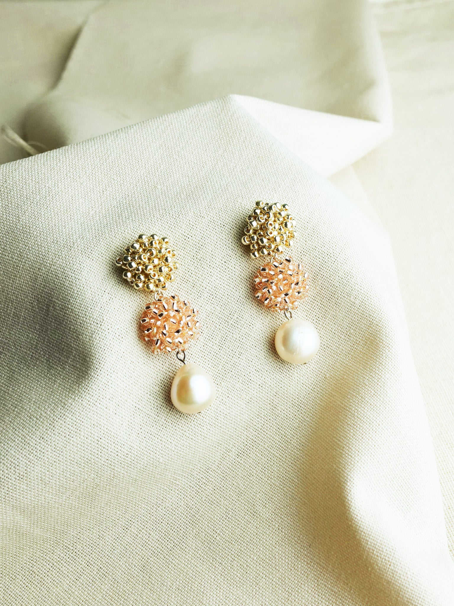 Richele Earrings in Champagne Pink Left