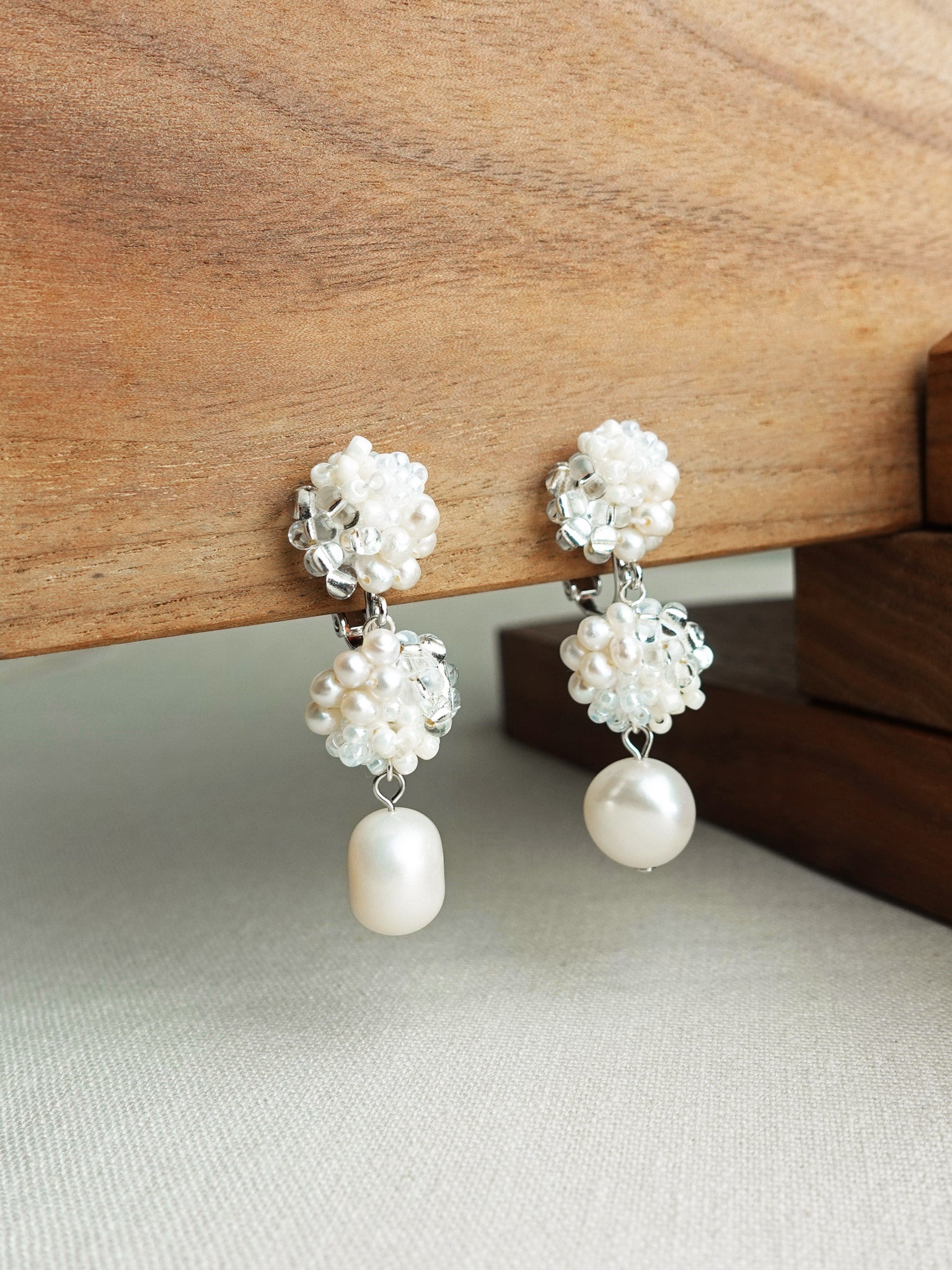 Richele Marshmallow Clip-on Earrings Display Left