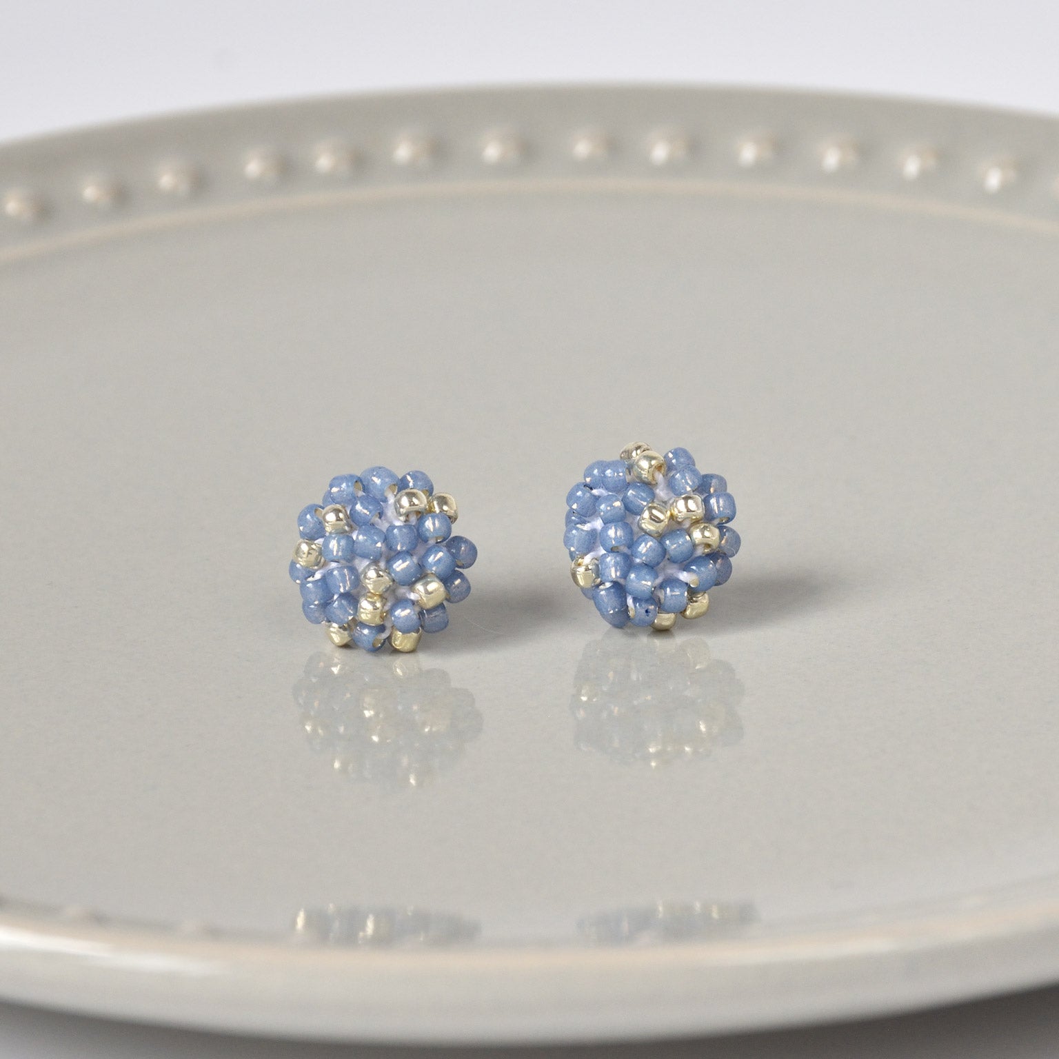 Star Dust Petite Studs in Blue Front