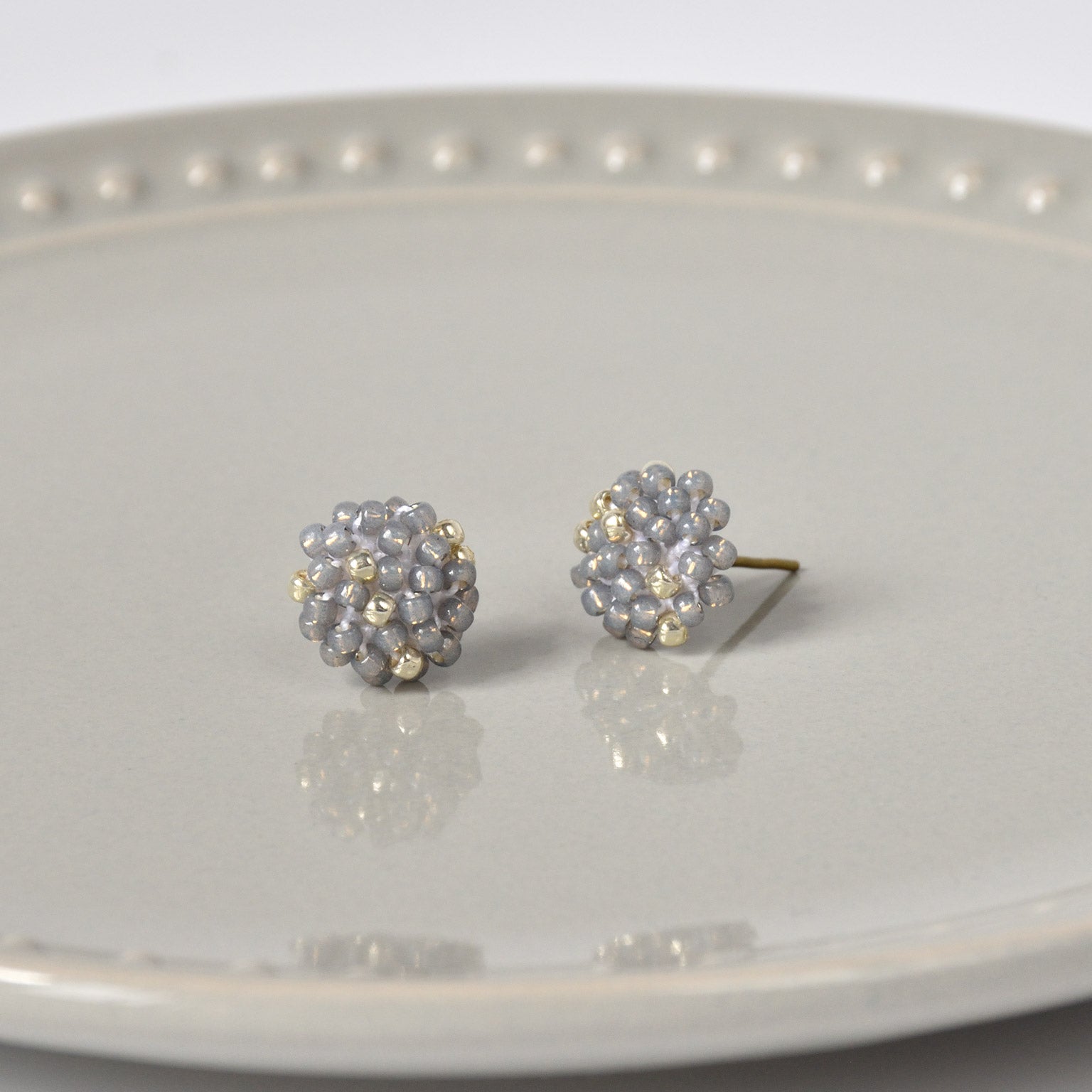 Star Dust Petite Studs in Grey Left