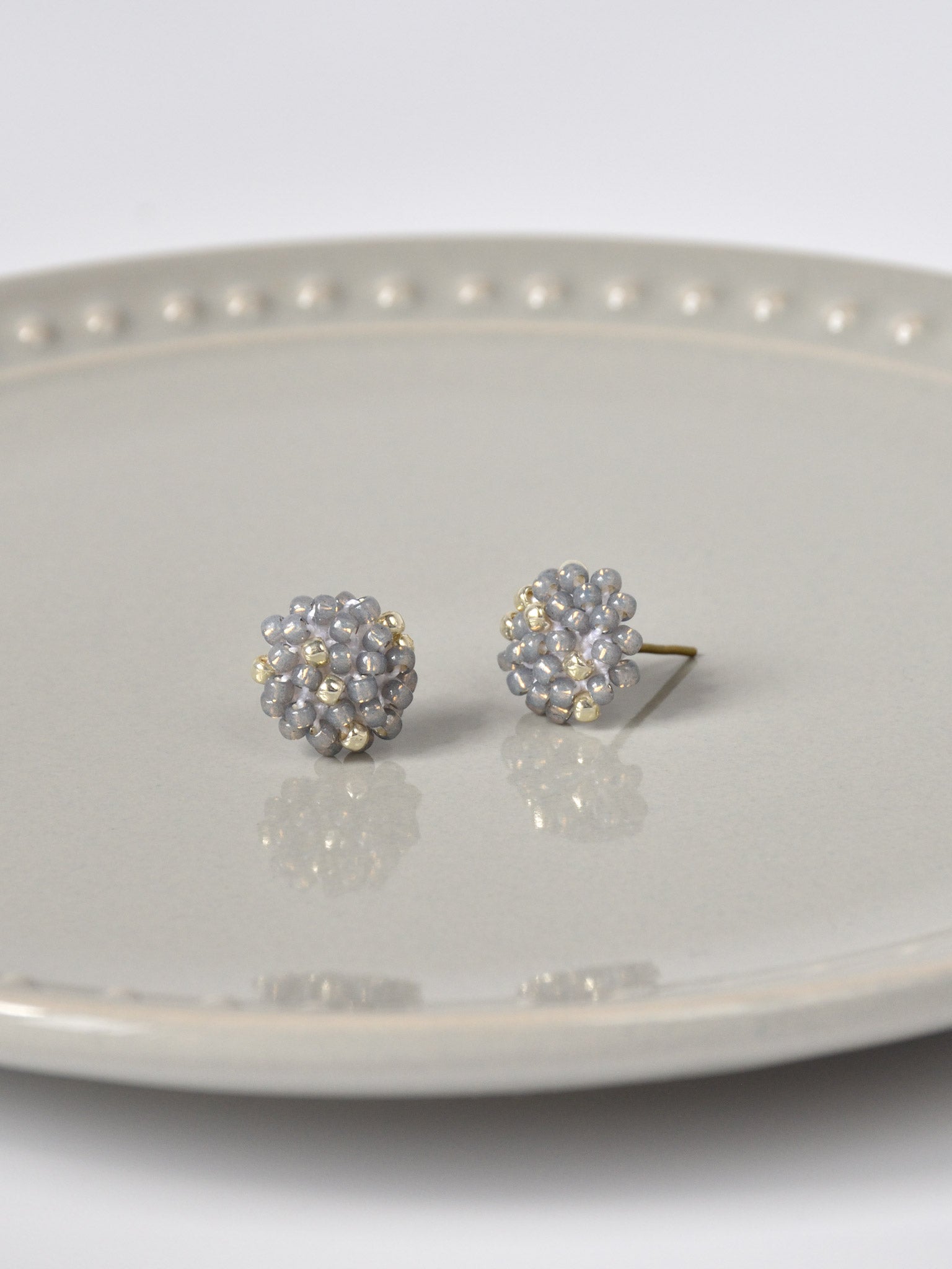 Star Dust Petite Studs in Grey Left