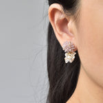 Sereia Quartz Clusters Drop Earrings in Purple Model