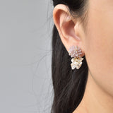 Sereia Quartz Clusters Drop Earrings in Purple Model