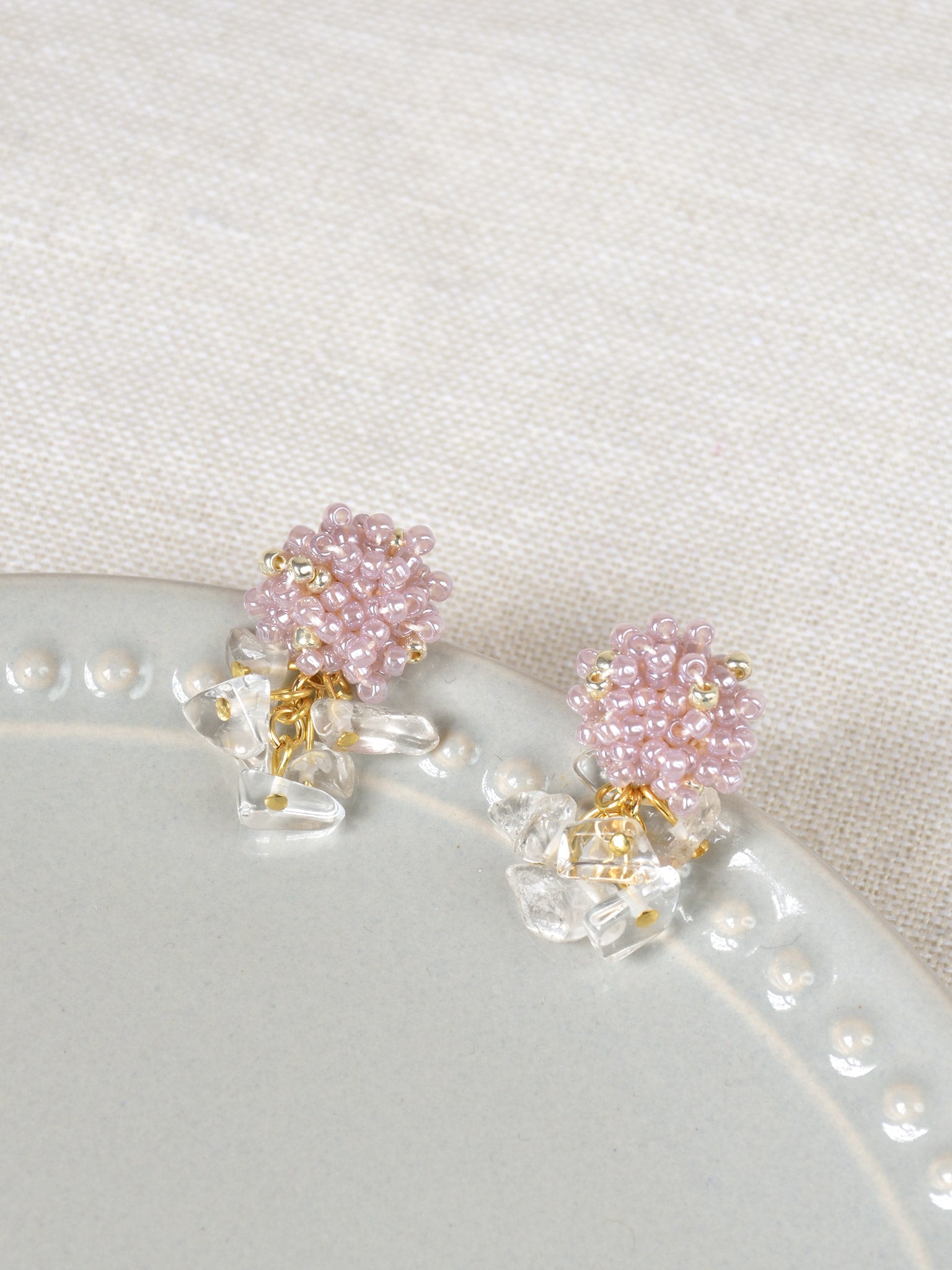 Sereia Quartz Clusters Drop Earrings in Purple Top 1