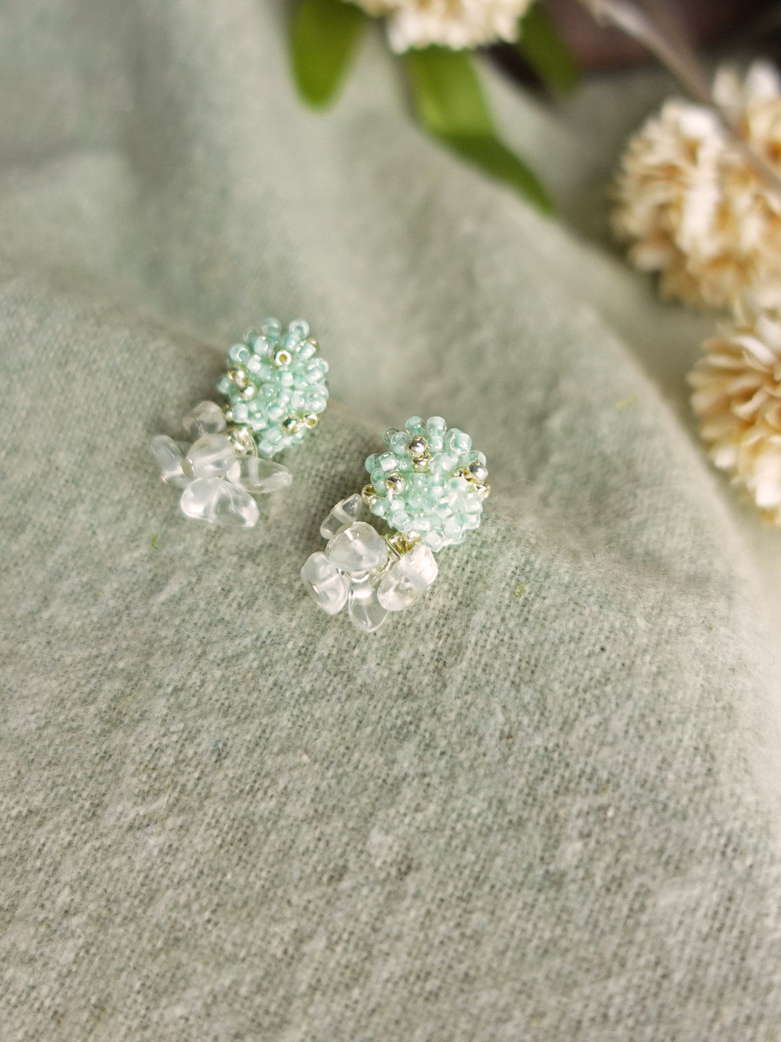 Sereia Quartz Earrings in Mint Green Side