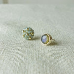Smoke Grey Labradorite Stud Earrings I Front 1