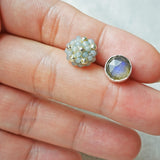 Smoke Grey Labradorite Stud Earrings I Hand