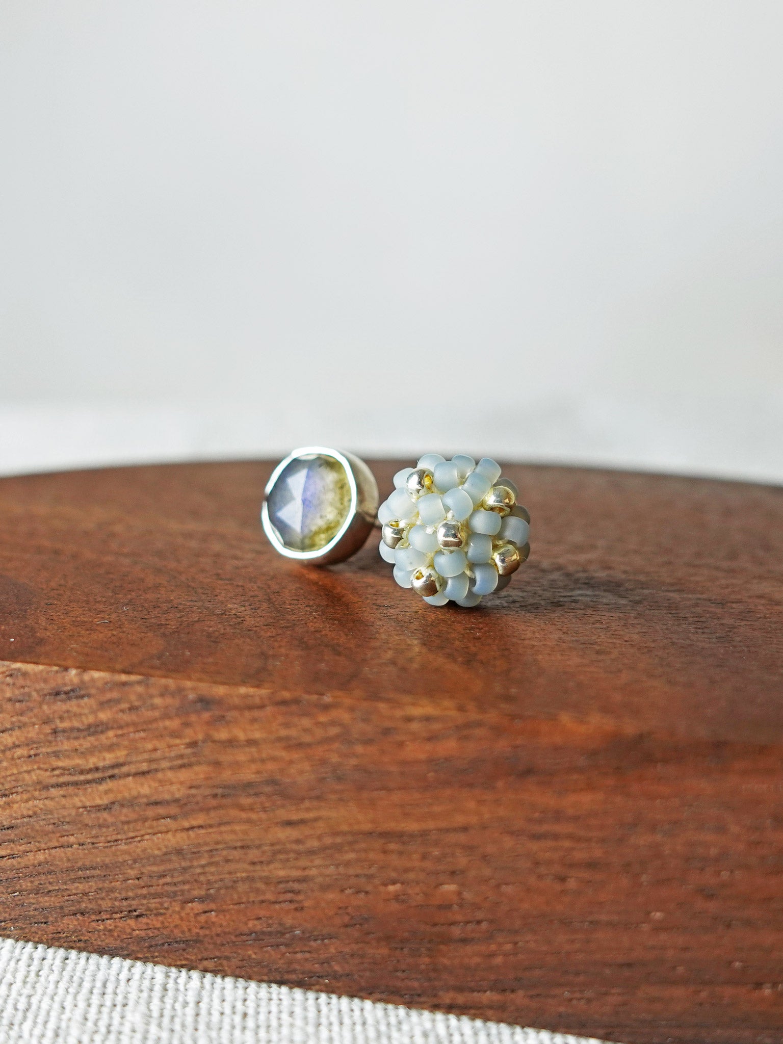 Smoke Grey Labradorite Stud Earrings I Display