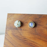 Smoke Grey Labradorite Stud Earrings I Front